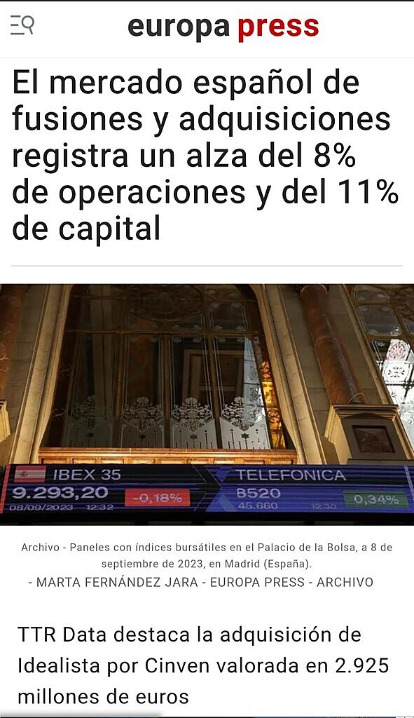 El mercado espaol de fusiones y adquisiciones registra un alza del 8% de operaciones y del 11% de capital